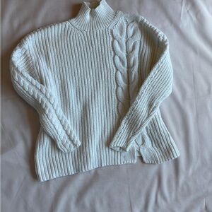 Calvin Klein Cream Cable Knit Turtleneck Sweater